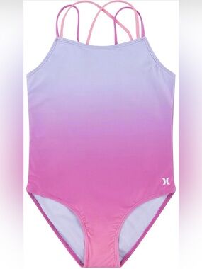 Hurley Girls' Pink to Purple Ombre One-Piece Swimsuit